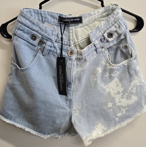 Maniere De Voir Pants - Maniere De Voir Light Blue Jean Shorts